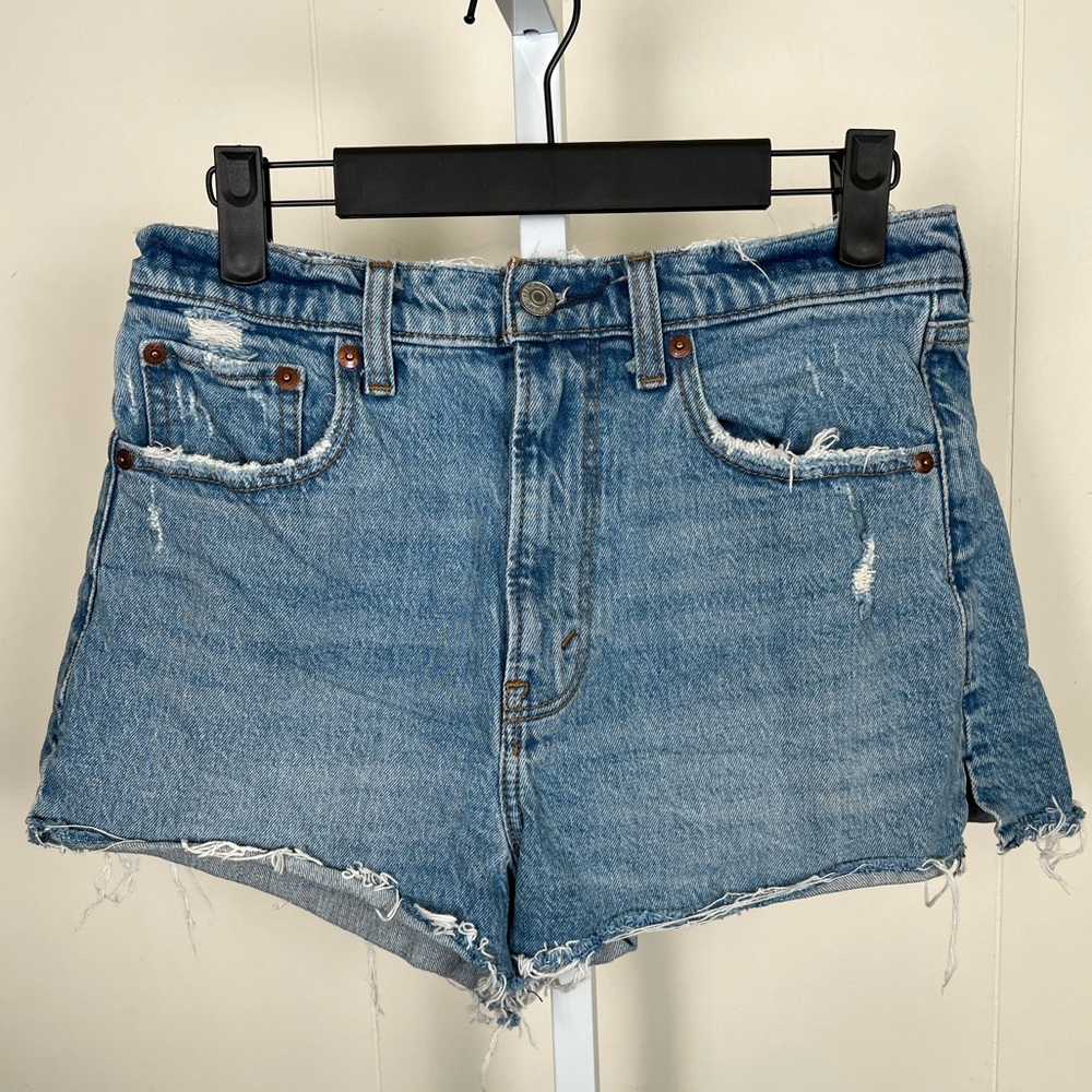 Abercrombie & Fitch High Waist Denim Shorts - Blue